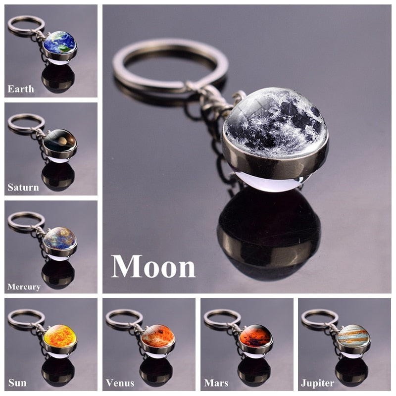 Solar System Planet Keyring Galaxy Nebula Space Keychain Moon Earth