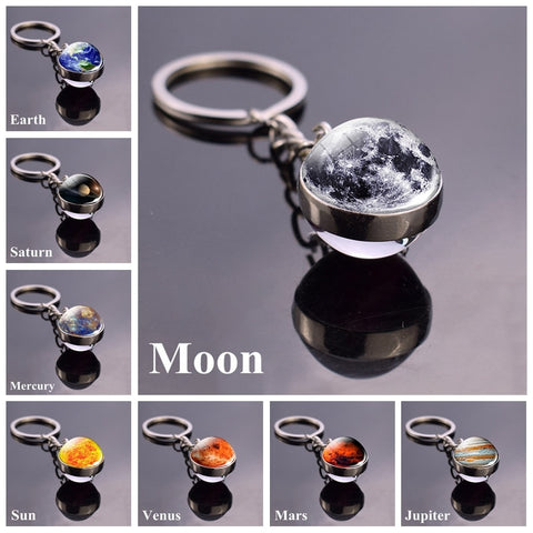 Solar System Planet Keyring Galaxy Nebula Space Keychain Moon Earth