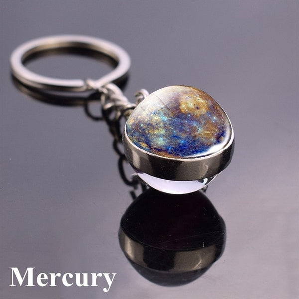 Solar System Planet Keyring Galaxy Nebula Space Keychain Moon Earth